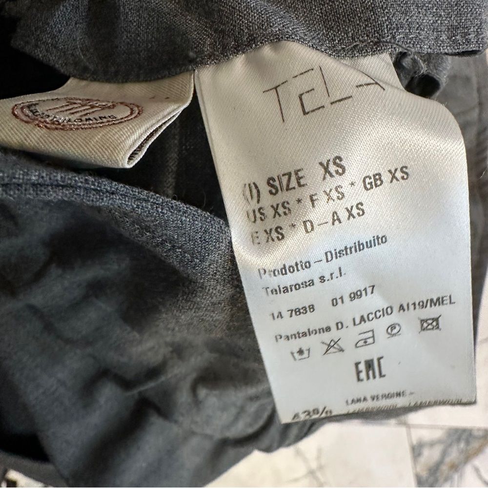 TELA | XS | gray oversized wide leg paper bag waist wool trousers - Picture 5 of 9